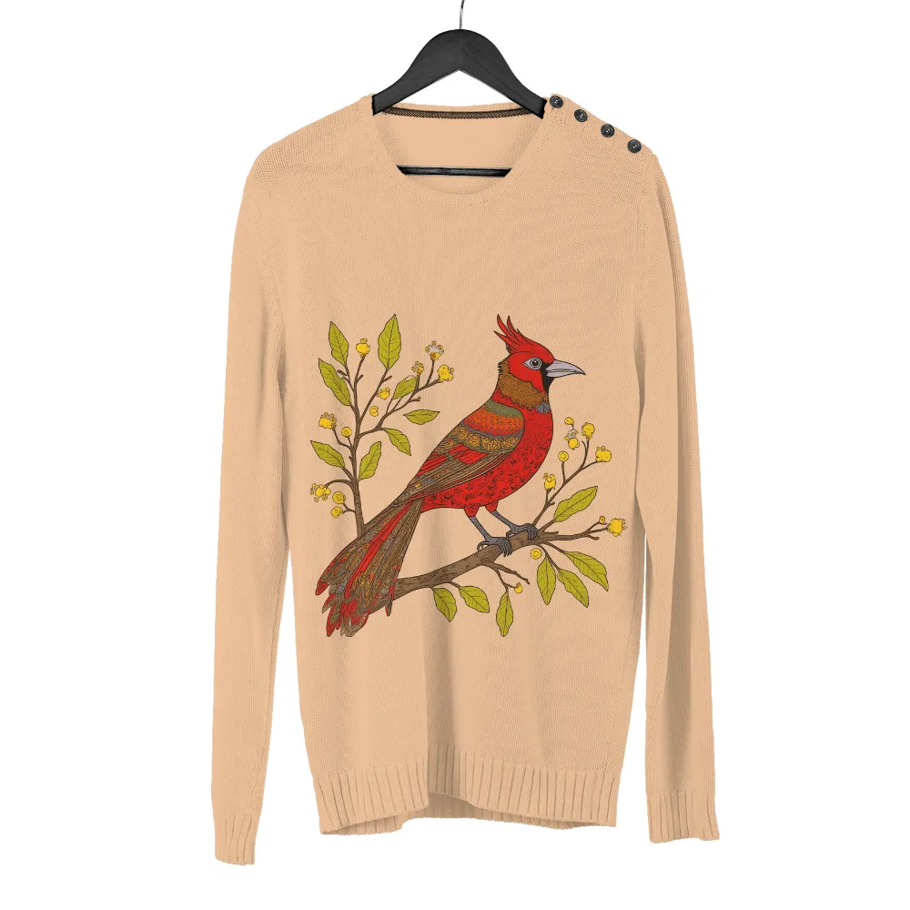 Tee Shirts Printed: Majestic Cardinal in the Forest|pokemon forest shirt