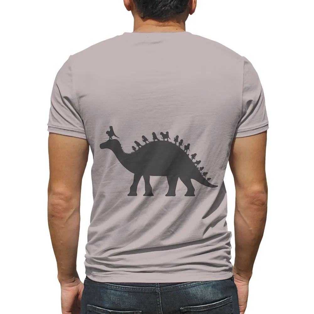 Prehistoric Silhouette Art with Animal-Inlaid Plates|there's always tomorrow dinosaur shirt