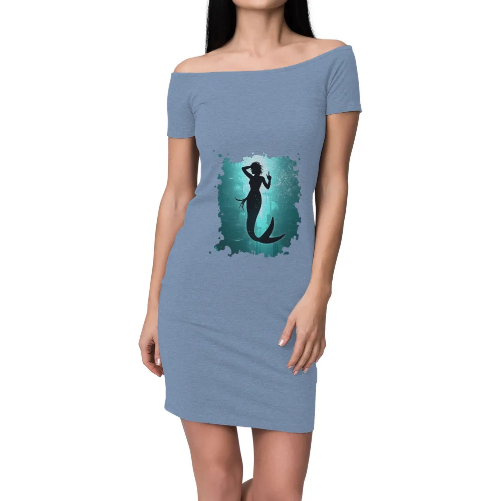 T-Shirts Pattern: Defiant Mermaid in Ancient Underwater City|bleach silhouette shirt