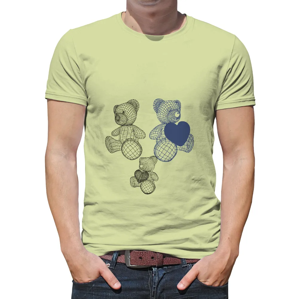 Tee Shirt Printing: Blue Wireframe Teddy Bear with Heart - Love in the Digital Age|i love drinking pool water shirt