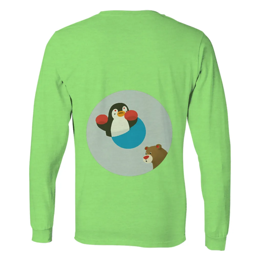 Custom Tee Shirts: Boxing Penguin and Supportive Bear - Sports Friendship Design|animal crossing kanji tee