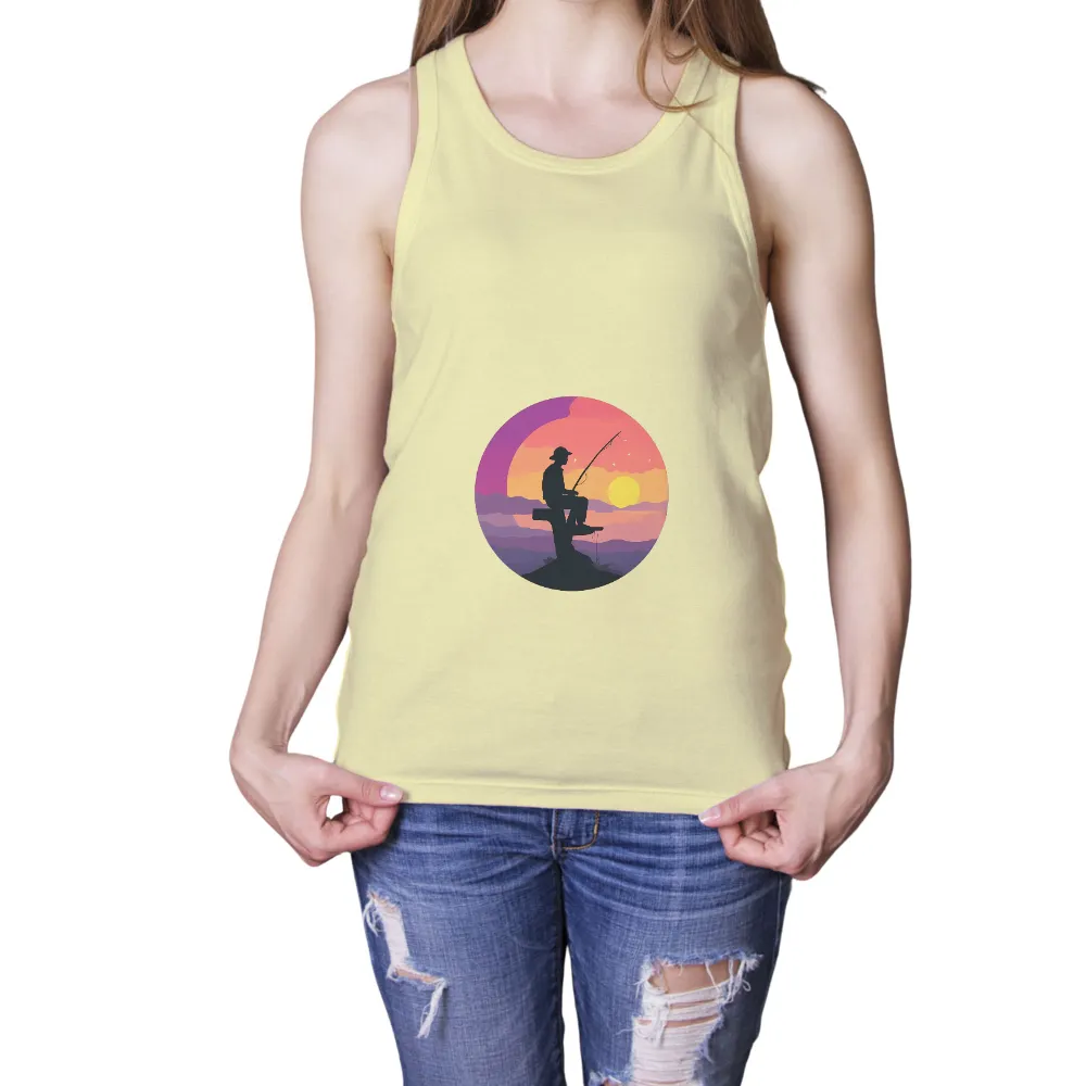 Shirts Graphic Tees: Fishing at Sunset - Tranquil Reflections|pride peace sign shirt