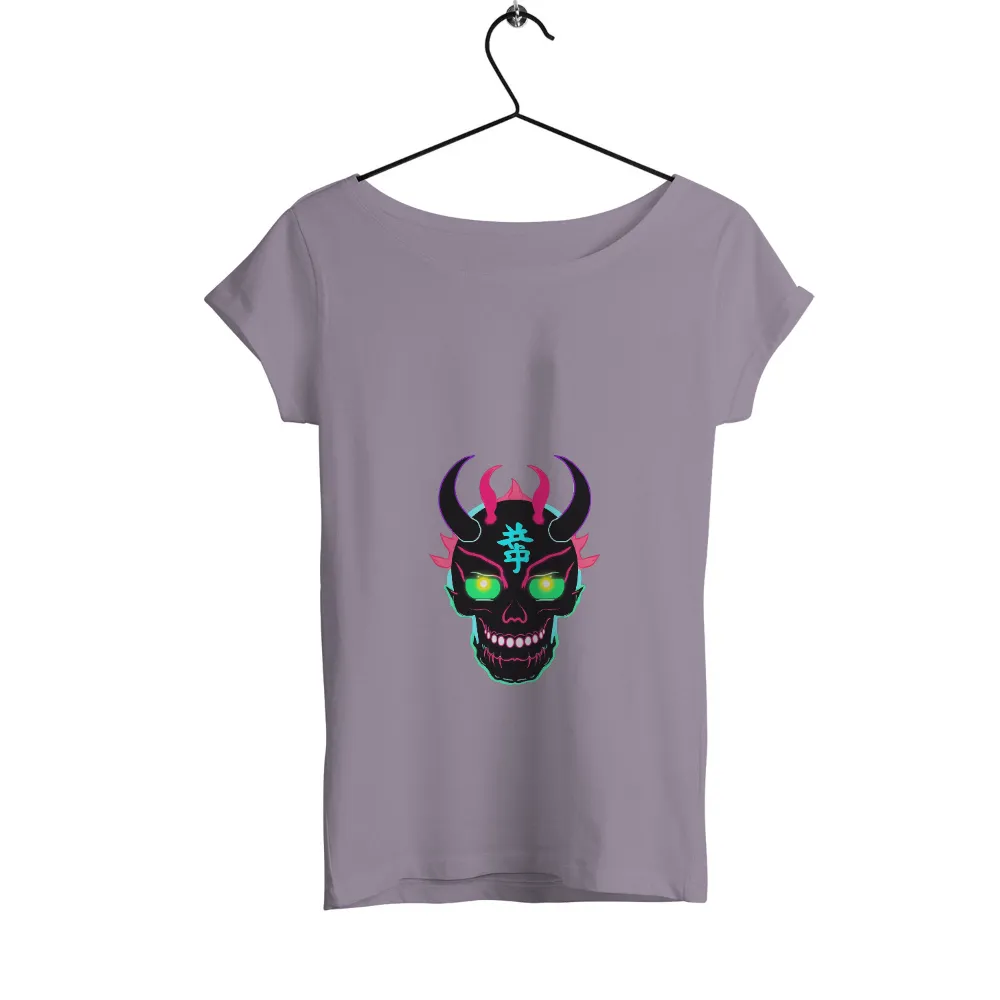 Custom T-Shirt Printing: Neon Samurai Skull - Cyberpunk Art|acnh samurai shirt