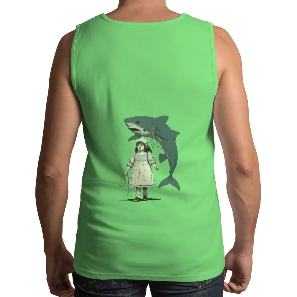 Vintage Girl and Shark Surreal Design Graphic|vintage nba logo t shirts