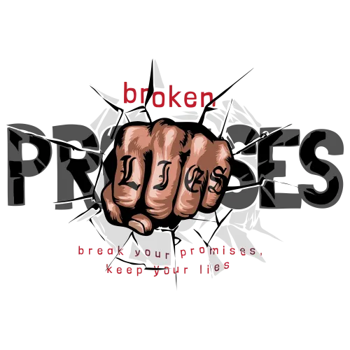 T-Shirts Pattern: Fist Breaking Through Lies - Raw Emotions and Powerful Messages