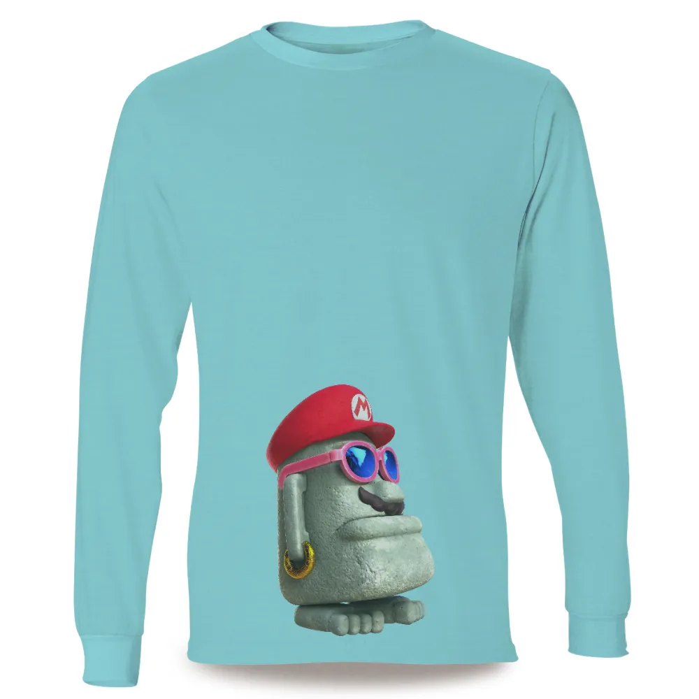 T-Shirt Printing: Goomba's Modern Adventure with Red Hat and Pink Sunglasses|mens designer military style shirts