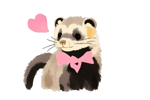 Tee Shirts Printed: Adorable Ferret with Pink Bow Tie