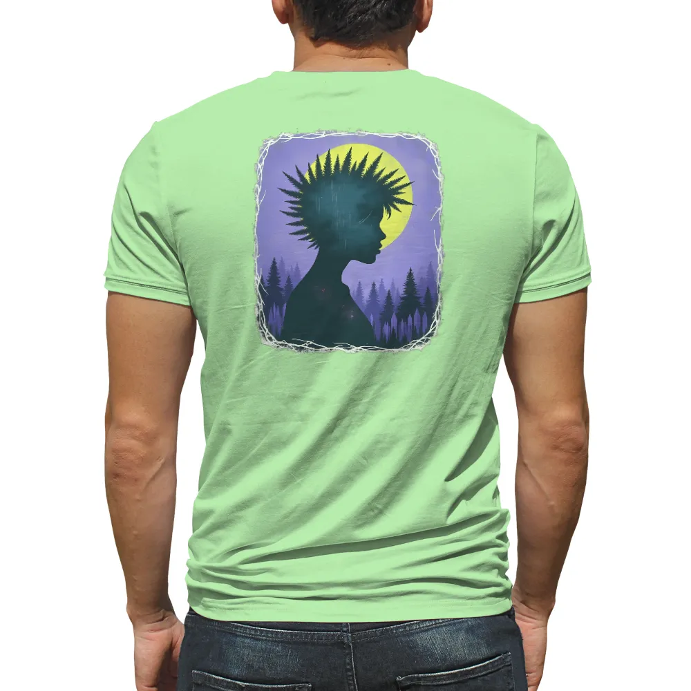 Graphic Tees: Nature's Silhouette - Wearable Art| Serene forest scene