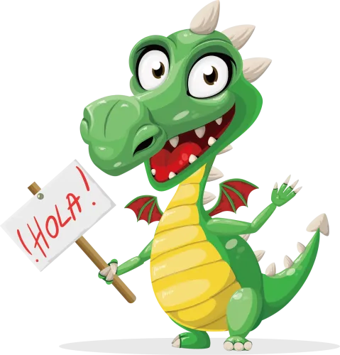 TShirt Design: Friendly Dragon with Hola Sign