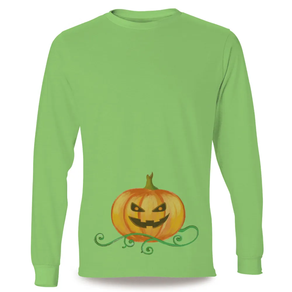 Tee Shirt Printing: Halloween Pumpkin with a Mischievous Grin|cool men's halloween shirts