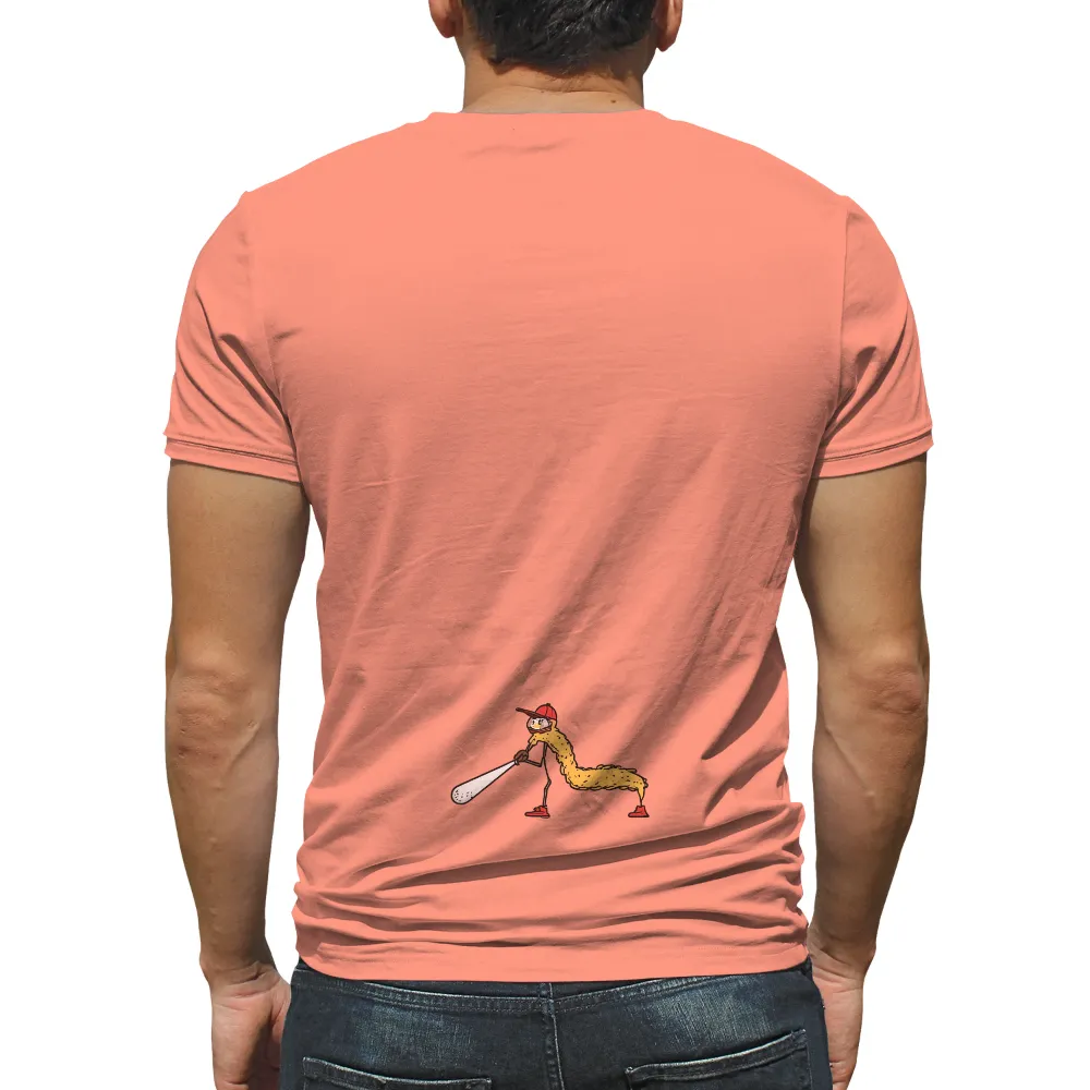 T-Shirts Custom: Whimsical Caterpillar Baseball Player|Whimsical caterpillar playing baseball