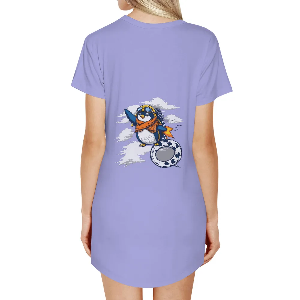 Custom Tee Shirts: Penguin Aviator Adventure|Penguin wearing an aviator helmet and goggles