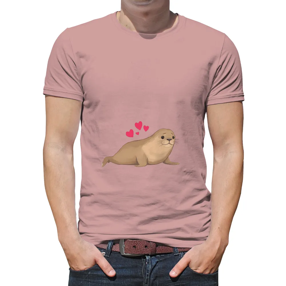 Custom Tee Shirts: Adorable Seal Pup with Hearts - Funny & Whimsical Design|cute summer shirts for teens