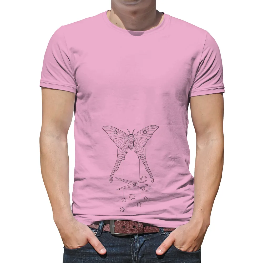 T-Shirts Design: Luna's Transformation - Artistic Butterfly with Scissors and Stars|playboi carti butterfly shirt