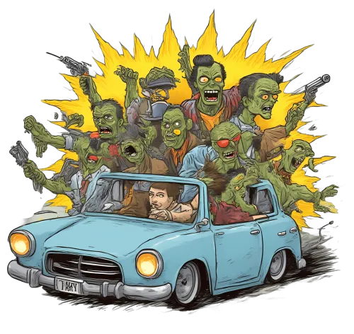 Zombie Chase T-Shirts Pattern: Survival in the Apocalypse