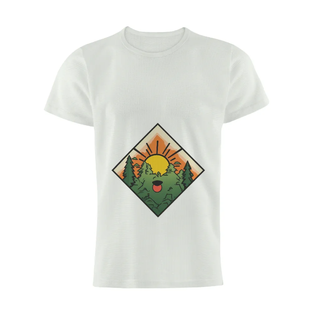 Tee Shirt Printing: Nature's Joyful Morning - Forest Adventure| sunrise over mountains