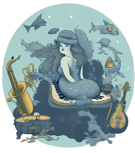 Customized Apparel - Mermaid Music Fantasy: Unique Music-Themed Designs