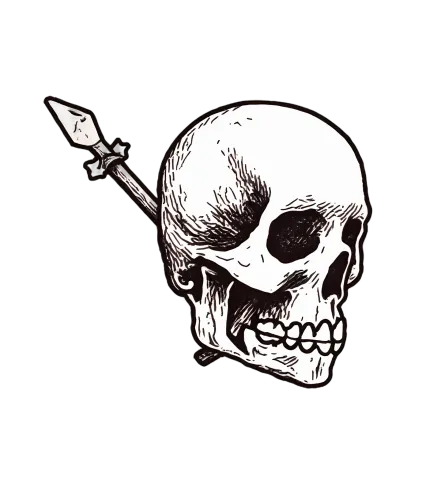 Custom T-Shirt Printing: Defiant Skull with Spear - Artistic Design