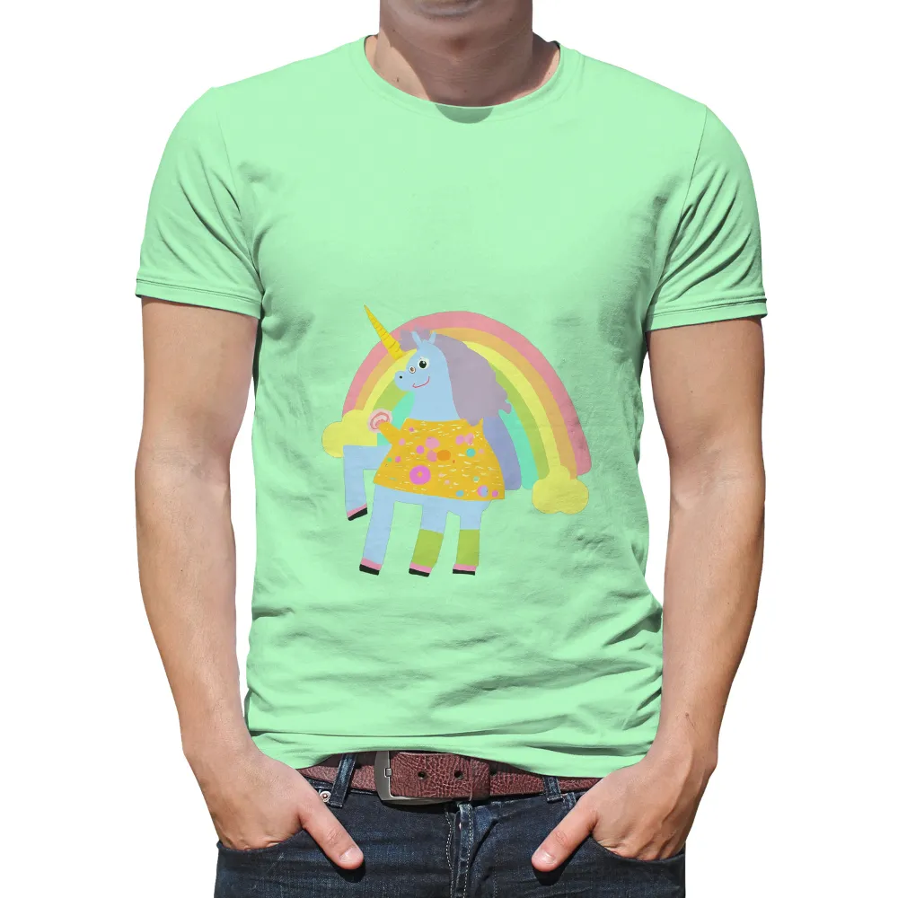 Graphic Tees: Luna the Unicorn in a Rainbow Dress|rose apothecary rainbow shirt