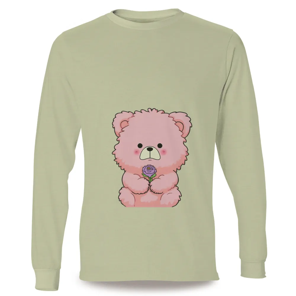 TShirt Design: Pink Bear with Purple Rose - Artistic Love & Innocence|zumiez i love hot moms shirt