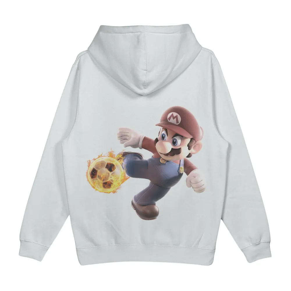 T-Shirts Design: Mario Kicks Fire Soccer Ball - Sports Gaming Pop Culture|luke cage hero for hire t shirt