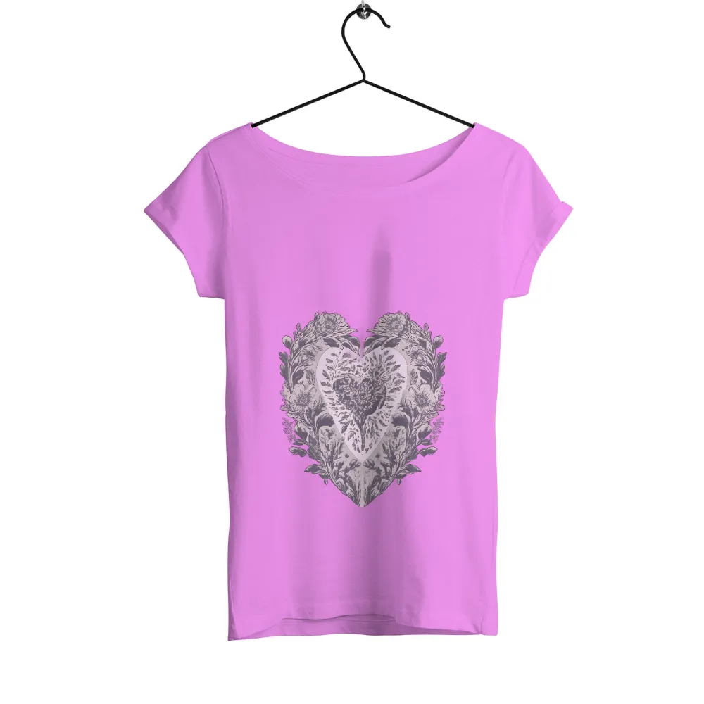 Customized Tee Shirts: Nature's Heart - Botanical Growth|mlb logo shirt with heart