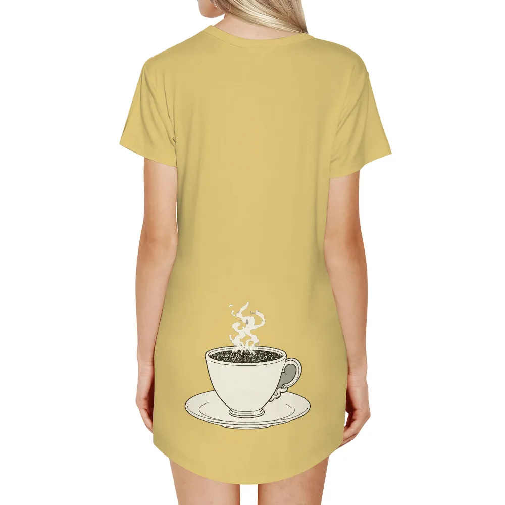 T-Shirts Design: A Cup of Coffee - Morning Tranquility| elegant coffee cup