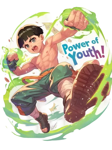 Rock Lee Dynamic Kick - naruto shirt off