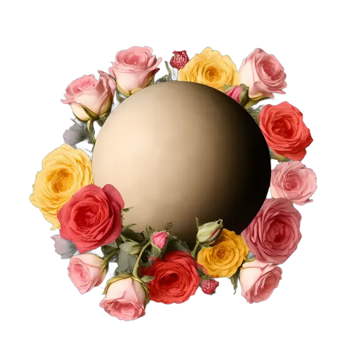 Shirts Graphic Tees: Roses and Golden Sphere - Artistic Design