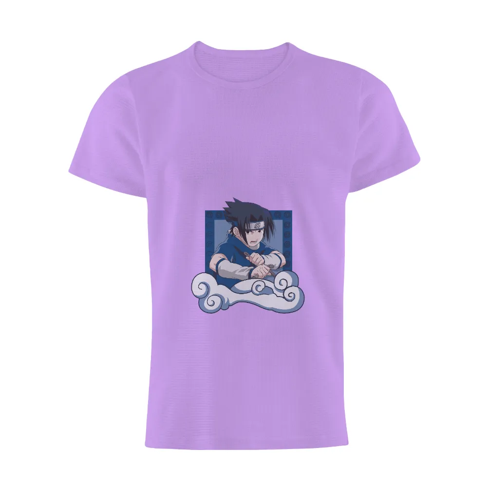 T-Shirts Custom: Sasuke Uchiha - Anime Ninja with Determination and Strength|cartoon character with star on shirt