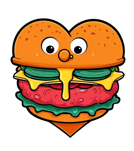 Customized Tee Shirts: Whimsical Heart Burger | Comfort Food Love