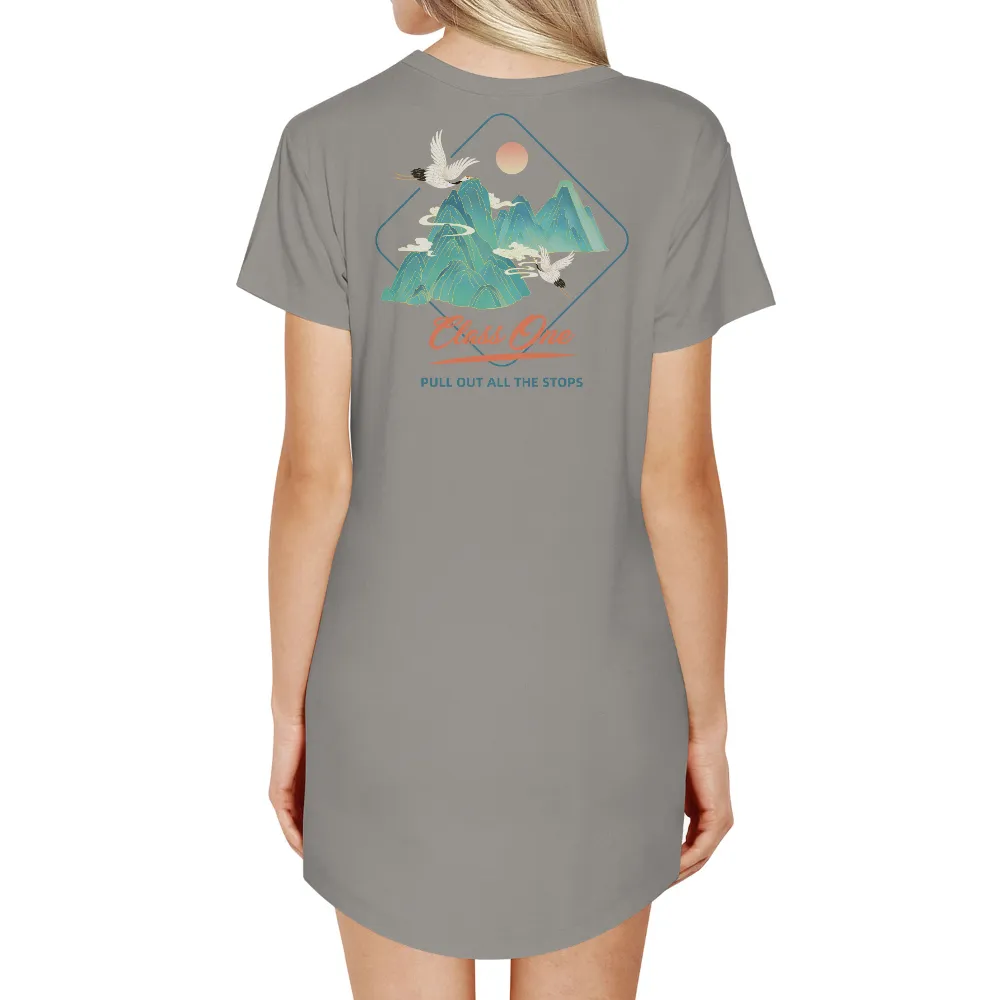 Tee Shirt Printing: Cranes Soaring Over Majestic Mountains - Artistic Designs|murph challenge 2021 shirt