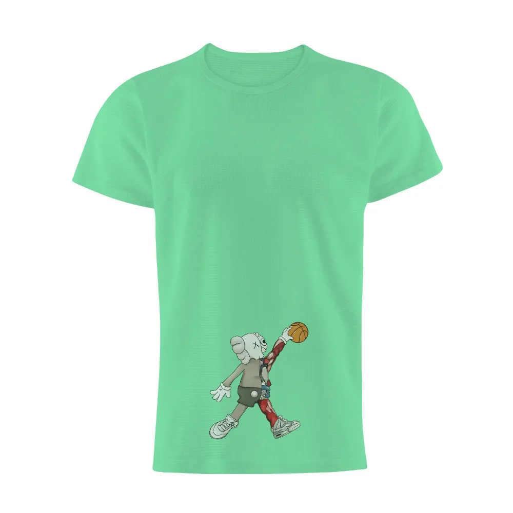 Basky: Sports Graphic Tees for Determination and Resilience|black shirt cartoon character