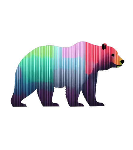 Vibrant Bear Silhouette Print: Blending Nature with Modern Art