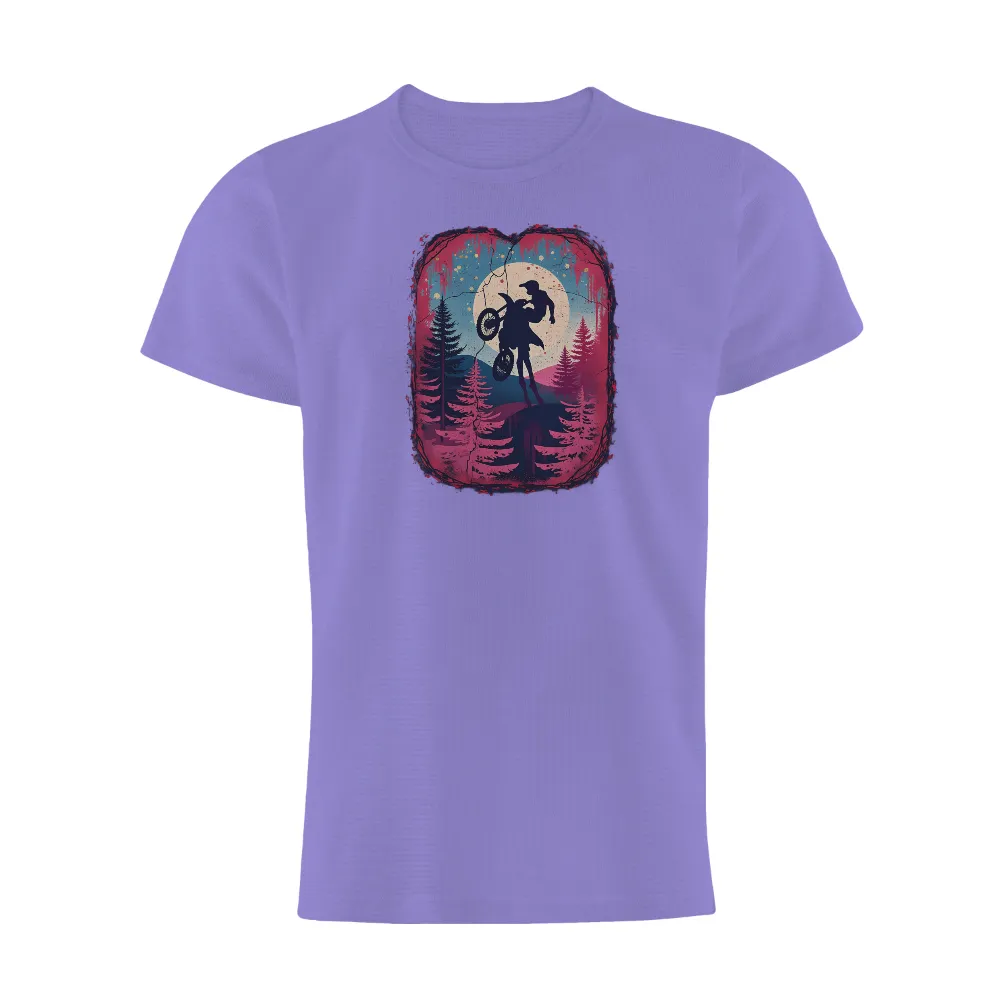 Customized Tee Shirts: Motocross Adventure Under the Full Moon|reign forest fronds camp shirt