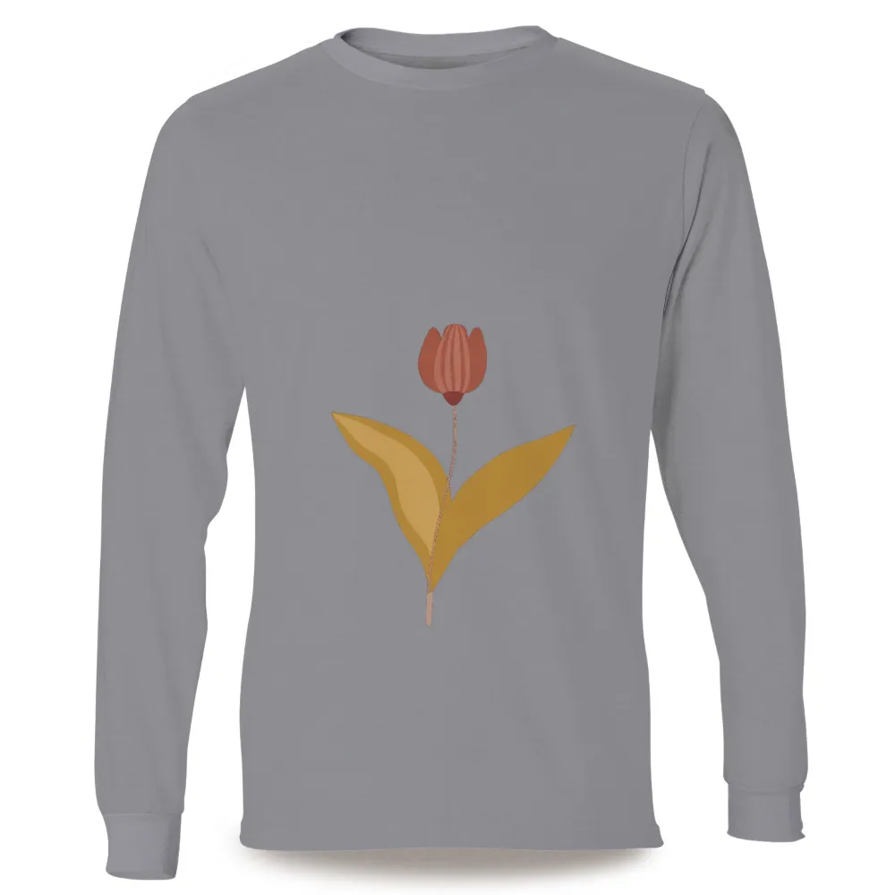 Custom T-Shirt Printing: Minimalist Tulip Design Symbolizing Hope and Resilience|spring flower blouse