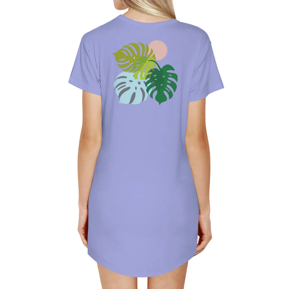 T-Shirt Printing: Monstera Leaves - Nature's Tranquility|hot pink and lime green shirt