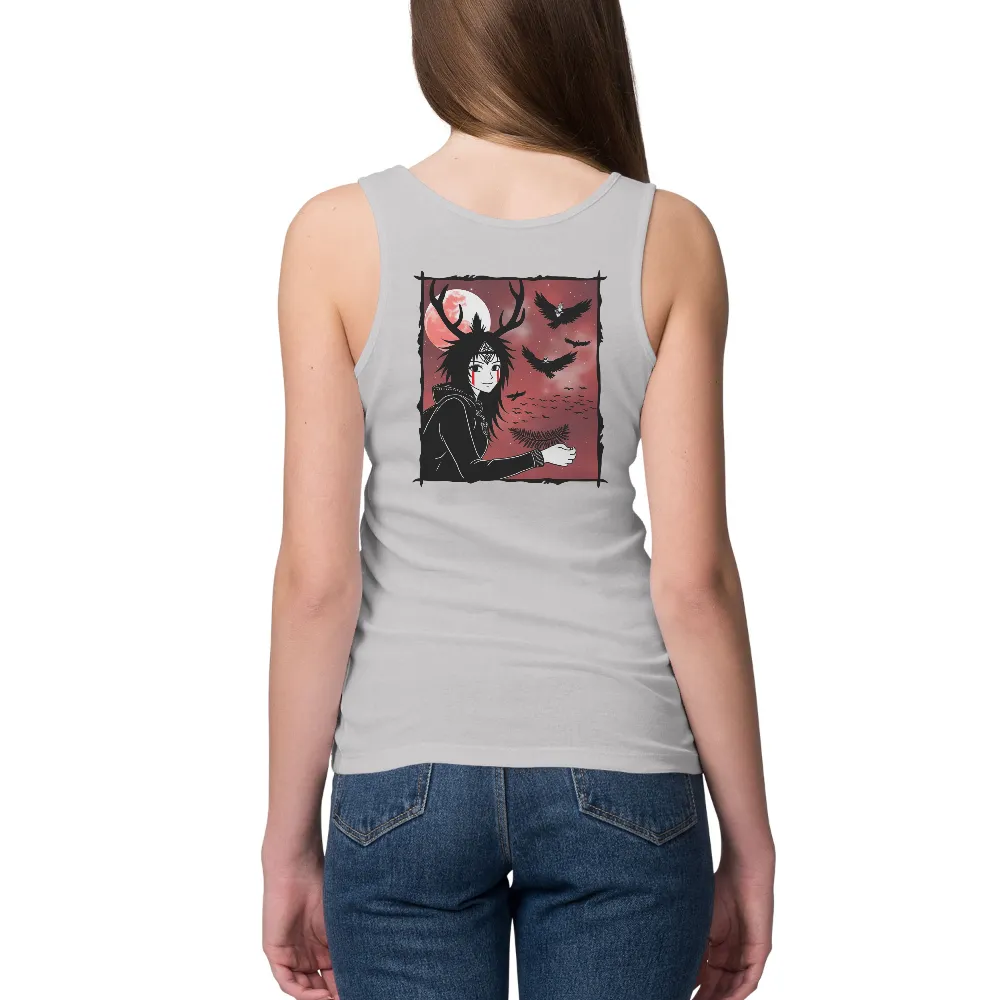 Tee Shirt Printing: Blood Moon Guardian - Artistic Designs|bear with deer antlers t shirt