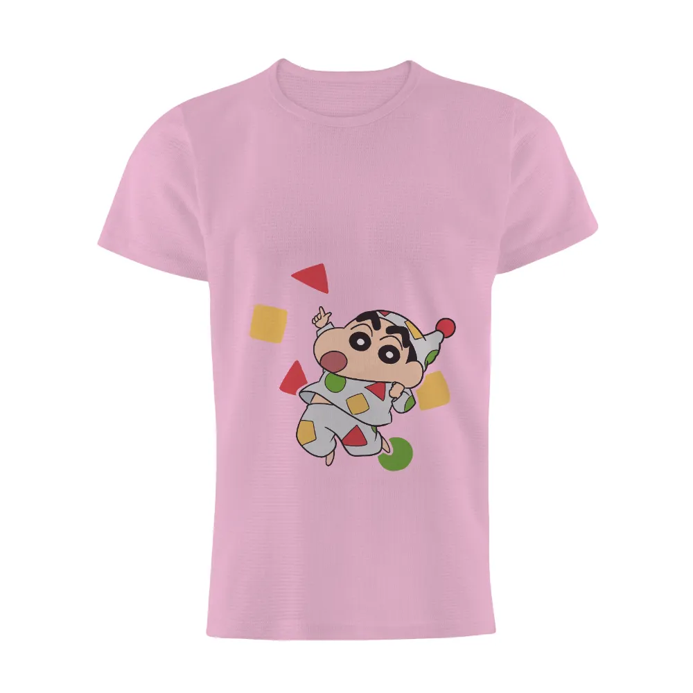 Shin-chan Clown Costume: Shirts Graphic Tees | Playful and Colorful Anime Design|blue shirt cartoon character