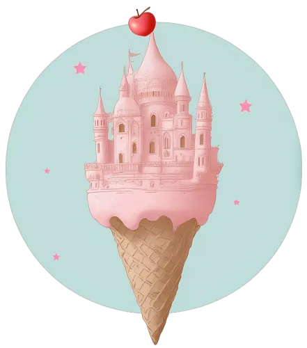 Whimsical Castle Ice Cream Fantasy: A Nostalgic Blend of Imagination and Sweet Memories