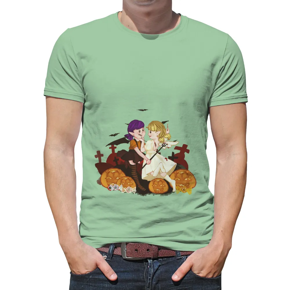 TShirt Printing: Halloween Harmony - Angel and Demon Friends|bellelement halloween shirts