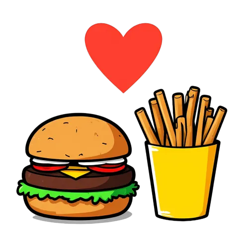 Customized Tee Shirts: Burger Love Fries - Fast Food Romance