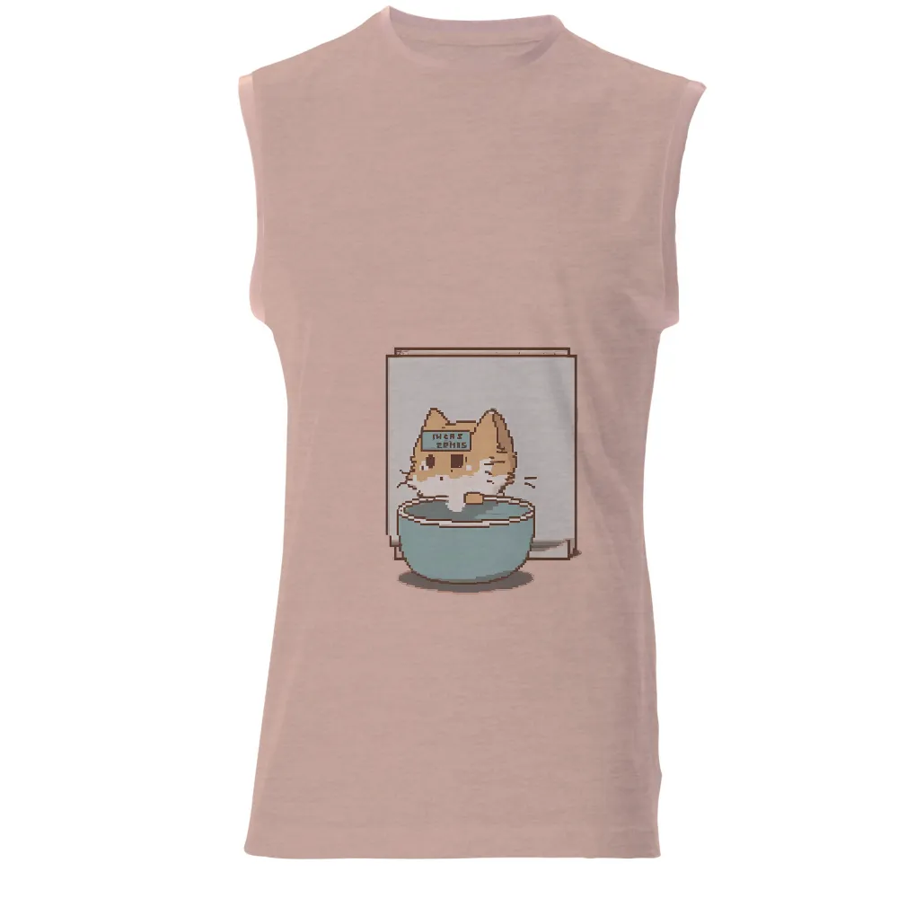 Tee Shirt Printing: Pixel Art Cat in Cereal Bowl - Funny & Quotes|jordan space cat shirt