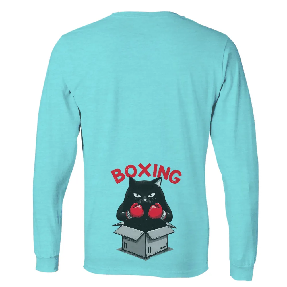 T-Shirts Custom: Black Cat Boxing - Resilience and Humor|drink beer and fight shirt