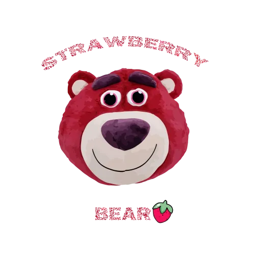 Tee Shirts Printed: Strawberry Bear - Whimsical Joy and Nostalgia