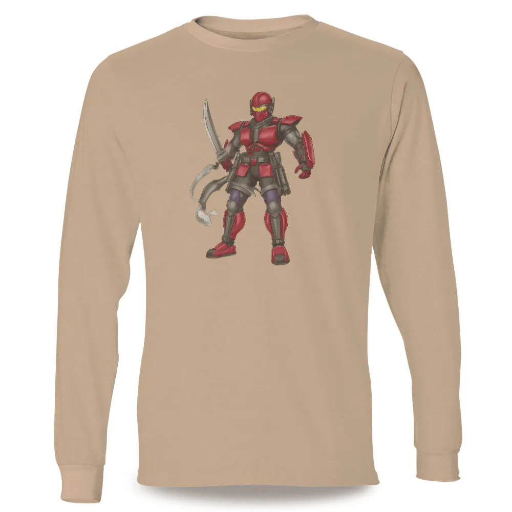 Shirts Graphic Tees: Futuristic Warrior in Red Armor|pokemon sword and shield arcanine shirt