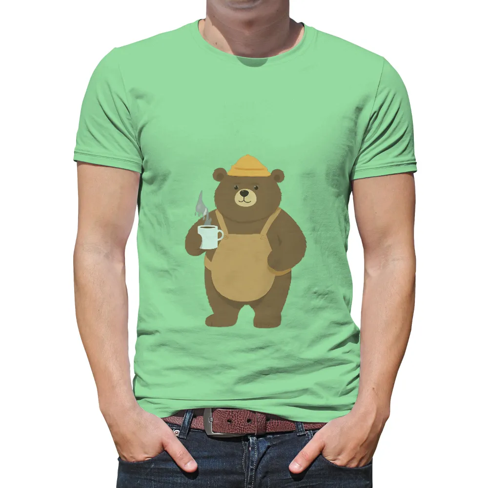 Customized Tee Shirts: Bruno the Bear with Coffee - Vintage & Retro Style|women's 80's vintage t shirts