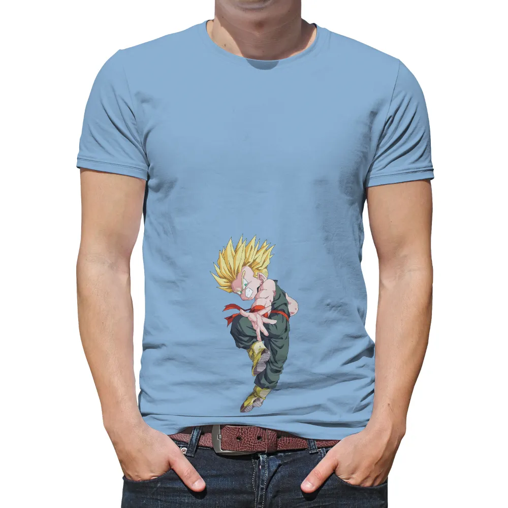 Tee Shirts Printed: Anime Hero with Golden Hair and Green Outfit|my hero academia jacket hot topic