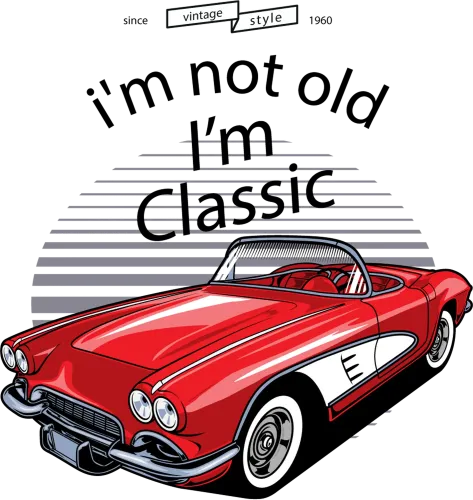 T-Shirts Design: Classic Car Vintage Style - Red Convertible