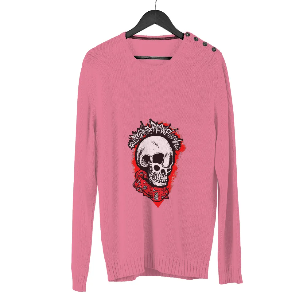 Shirts Graphic Tees: Punk Rock Skull - Rebellion and Non-Conformity| Bold red background surrounding a skull